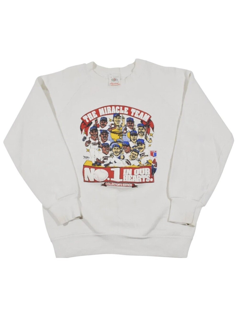 Vintage Atlanta Braves MLB Baseball 90s Caricature White Sweatshirt Size X-Small